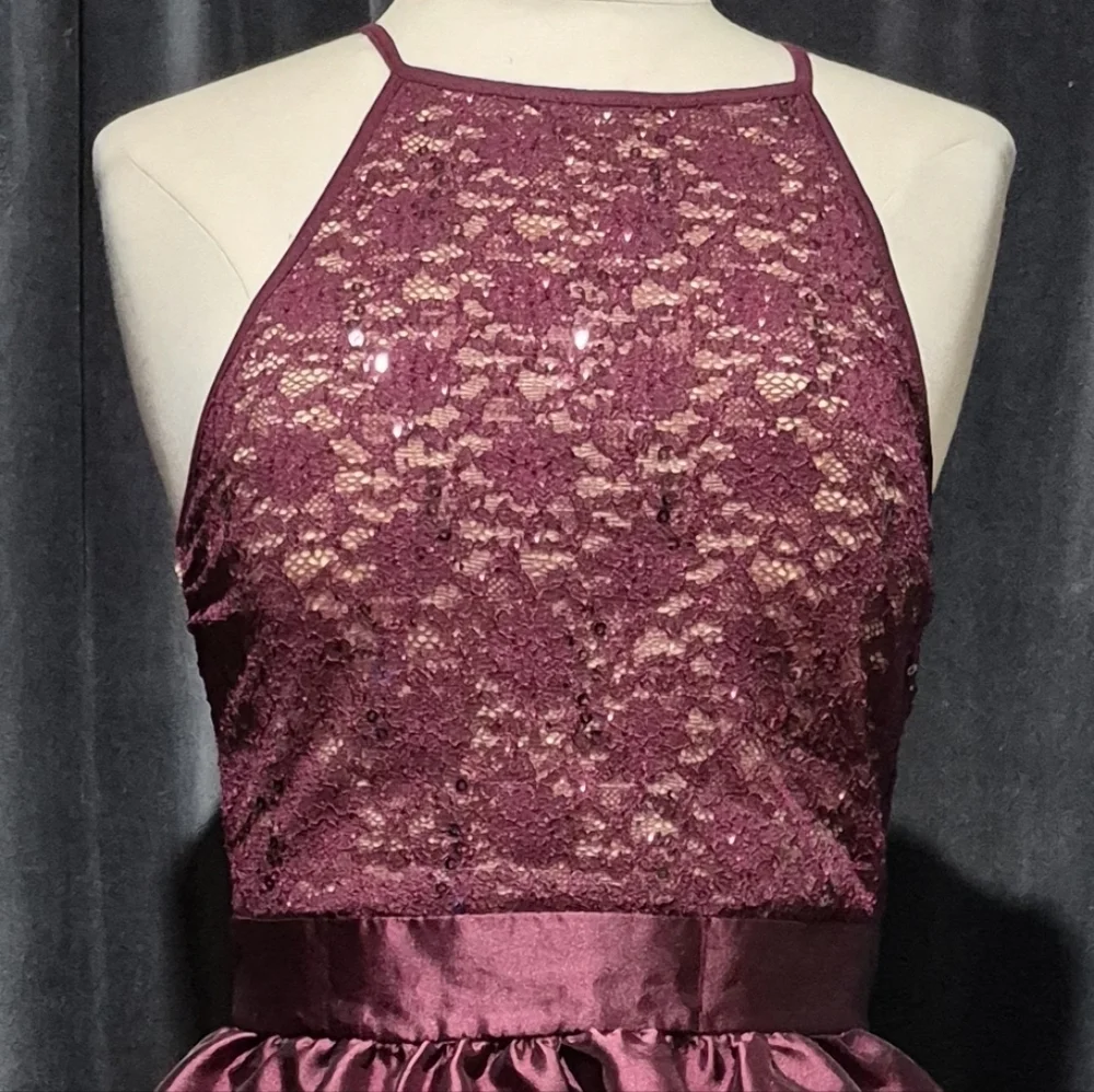 Emerald Sundae Burgundy Lace Kids Dress
